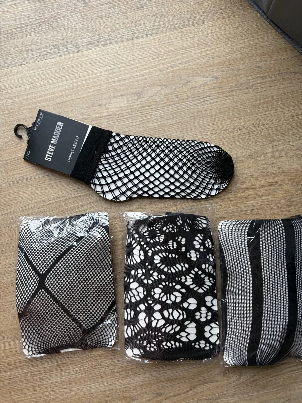 Steve Madden Fishnet Anklets Bundle | 4 Pairs | Mixed Patterns | One Size